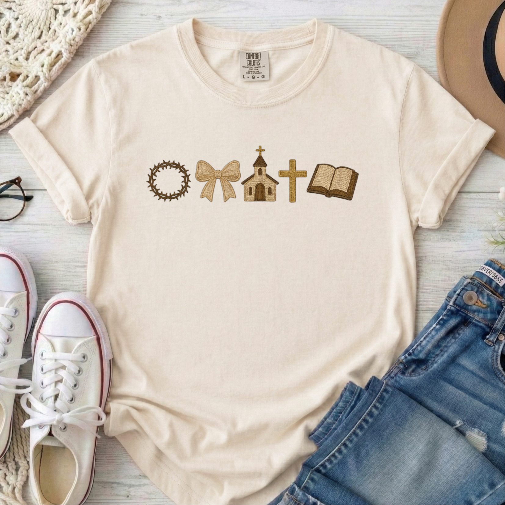 Christian Faux Embroidery Tee